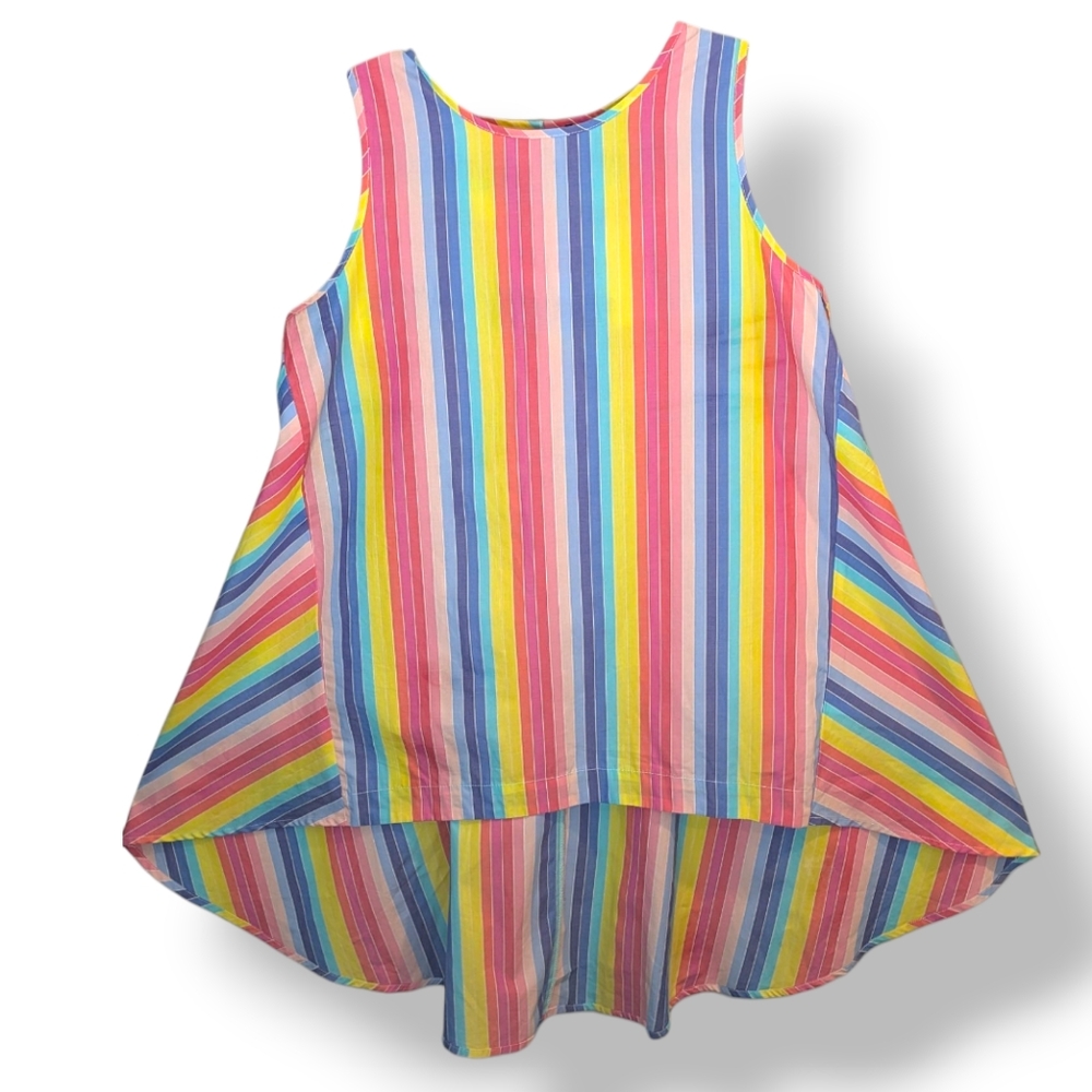 Melissa Paige Rainbow Stripe Swing High Low Hem Tank Top Women's Medium NWT